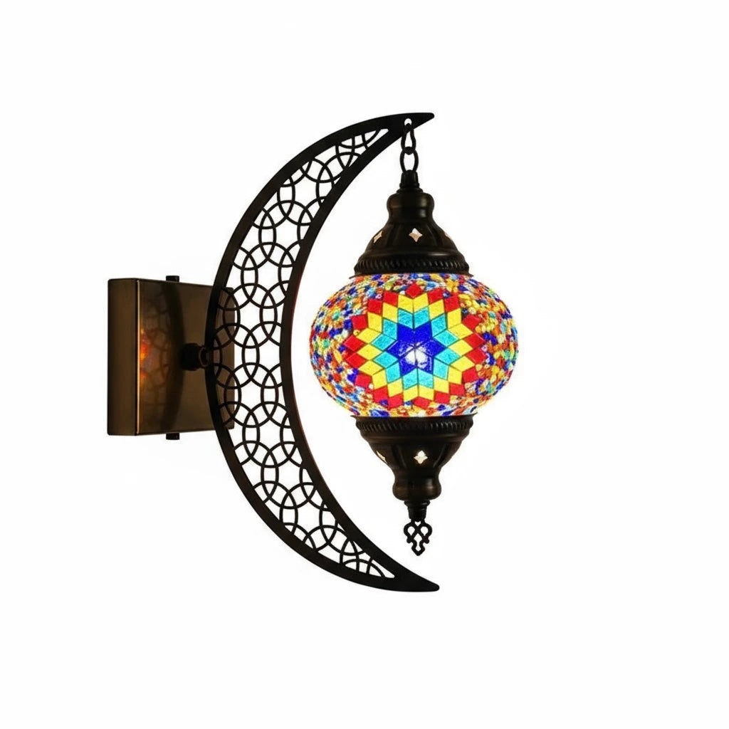 Türkische Mosaik-Wandleuchte Art Deco – Handgefertigte Mond-Lampe Mediterran -  Allround Solutions B&B