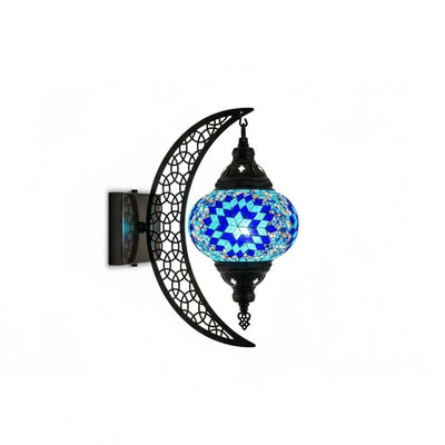 Türkische Mosaik-Wandleuchte Art Deco – Handgefertigte Mond-Lampe Mediterran -  Allround Solutions B&B