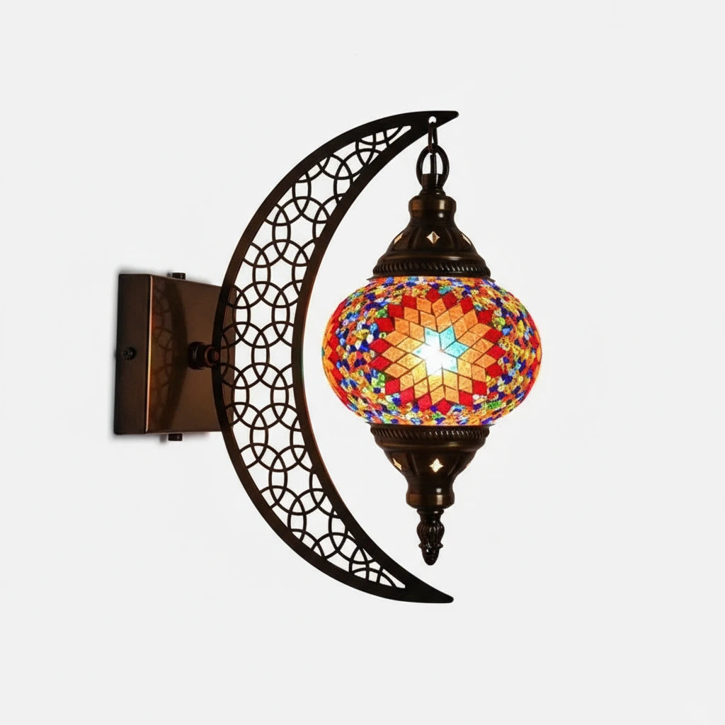 Türkische Mosaik-Wandleuchte Art Deco – Handgefertigte Mond-Lampe Mediterran -  Allround Solutions B&B