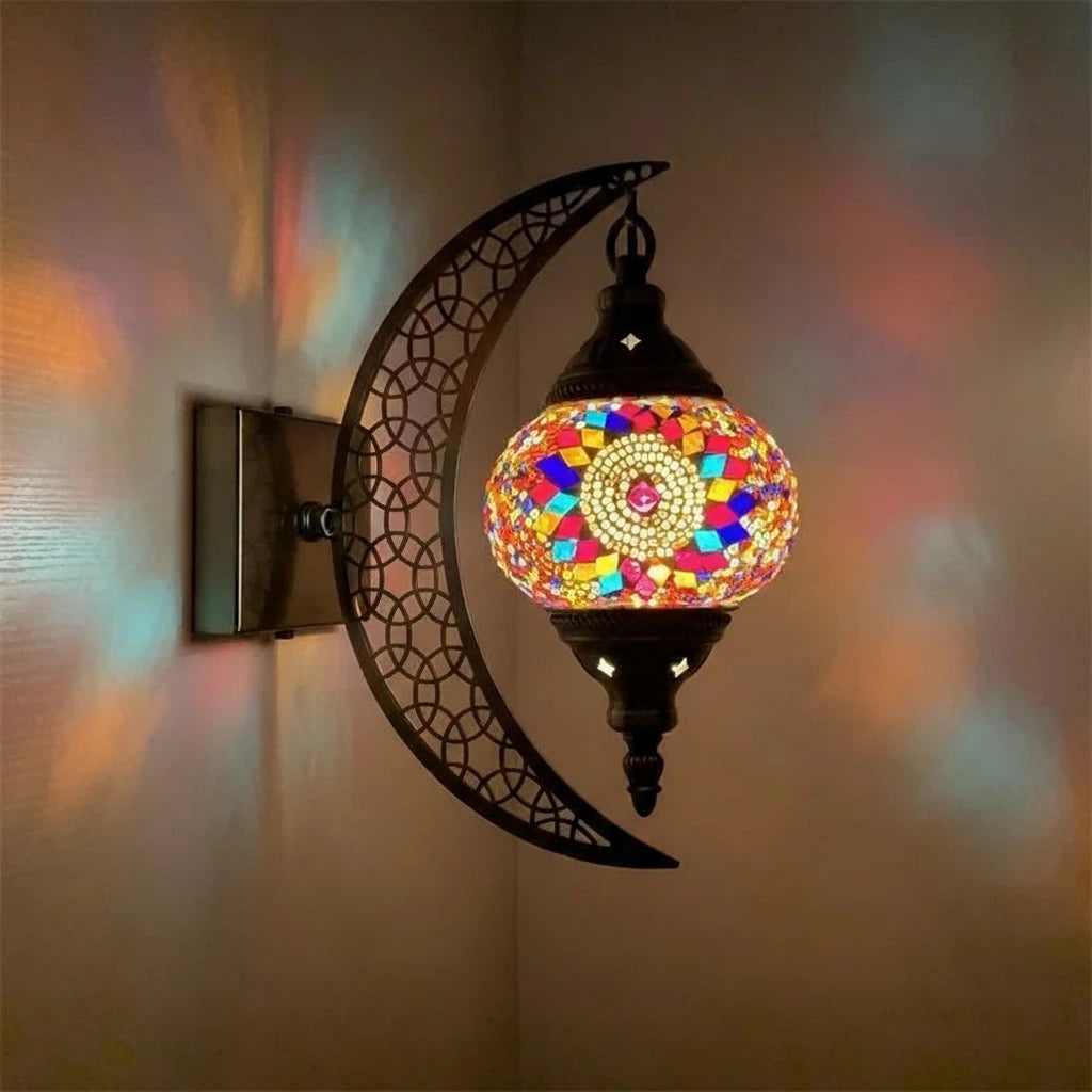 Türkische Mosaik-Wandleuchte Art Deco – Handgefertigte Mond-Lampe Mediterran -  Allround Solutions B&B