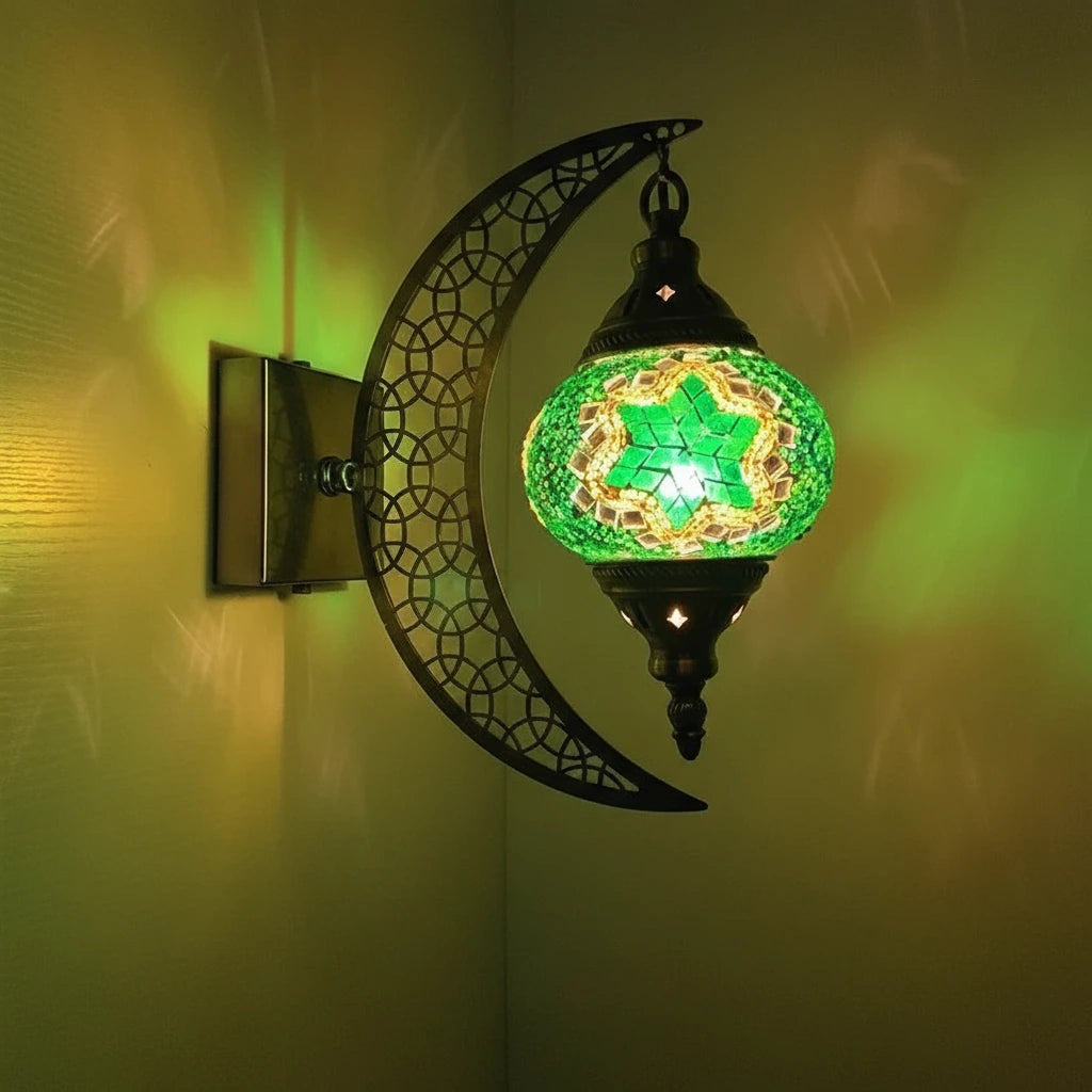 Türkische Mosaik-Wandleuchte Art Deco – Handgefertigte Mond-Lampe Mediterran -  Allround Solutions B&B