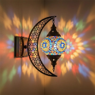Türkische Mosaik-Wandleuchte Art Deco – Handgefertigte Mond-Lampe Mediterran -  Allround Solutions B&B
