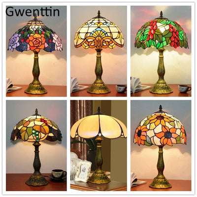 Tischlampe Vintage – Barock Buntglas LED für Schlafzimmer -  Allround Solutions B&B