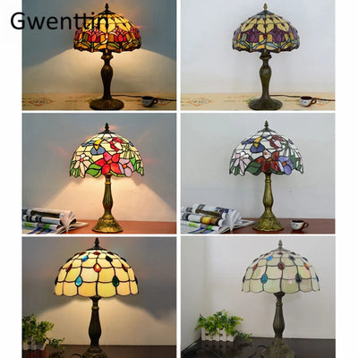 Tischlampe Vintage – Barock Buntglas LED für Schlafzimmer -  Allround Solutions B&B