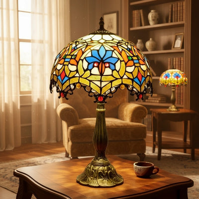 Tischlampe Vintage – Barock Buntglas LED für Schlafzimmer -  Allround Solutions B&B