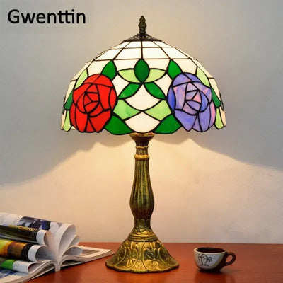 Tischlampe Vintage – Barock Buntglas LED für Schlafzimmer -  Allround Solutions B&B