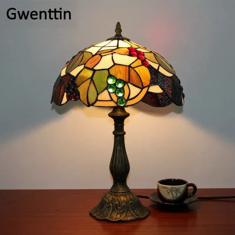 Tischlampe Vintage – Barock Buntglas LED für Schlafzimmer -  Allround Solutions B&B