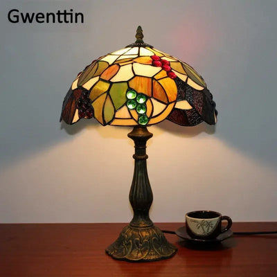 Tischlampe Vintage – Barock Buntglas LED für Schlafzimmer -  Allround Solutions B&B