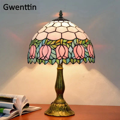 Tischlampe Vintage – Barock Buntglas LED für Schlafzimmer -  Allround Solutions B&B