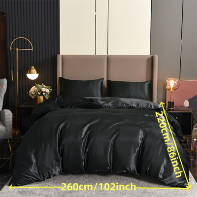 3-teiliges Satin-Bettwäsche-Set - Luxuriöse Bettbezüge mit seidig-weicher Textur