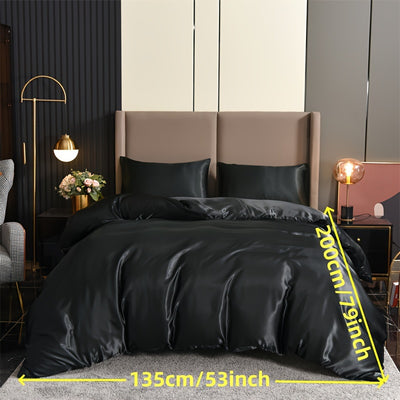 3-teiliges Satin-Bettwäsche-Set - Luxuriöse Bettbezüge mit seidig-weicher Textur