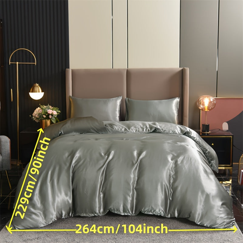 3-teiliges Satin-Bettwäsche-Set - Luxuriöse Bettbezüge mit seidig-weicher Textur