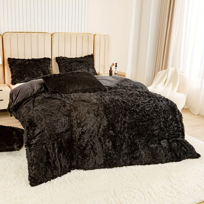 Plüsch-Bettwäsche-Set 3-teilig Multicolor – Kuschelig weiche Bettwäsche für Schlafzimmer