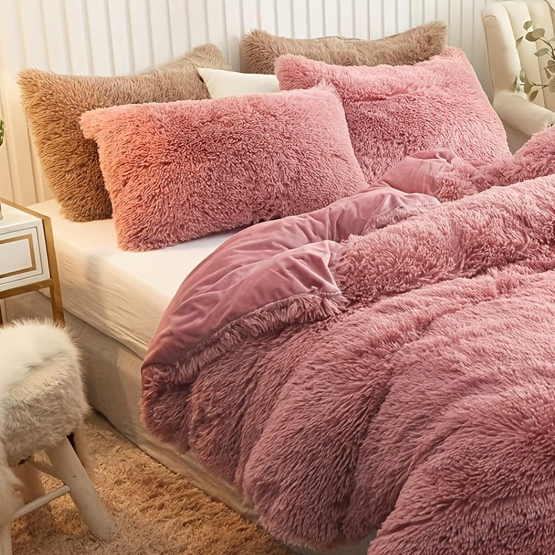Plüsch-Bettwäsche-Set 3-teilig Multicolor – Kuschelig weiche Bettwäsche für Schlafzimmer